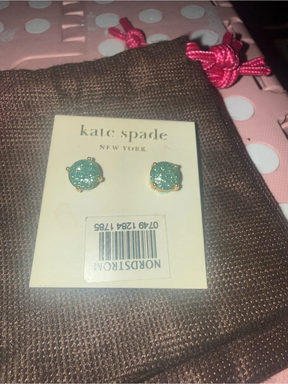 kate spade New York Girls Glitter Stud Earrings - Turquoise